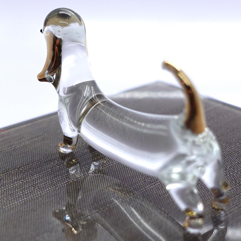 Sansukjai Dachshund Miniature Figurines Dog Animals Hand Blown Glass Art Gold Trim Collectible Gift Decorate (Clear Gold) - Image 5